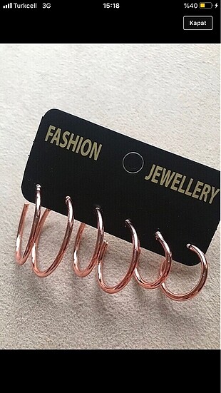 Halka küpe takımı rose gold