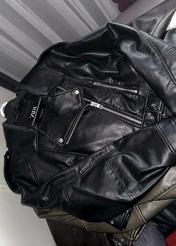 xl Beden Kadın Siyah Deri Biker Ceket