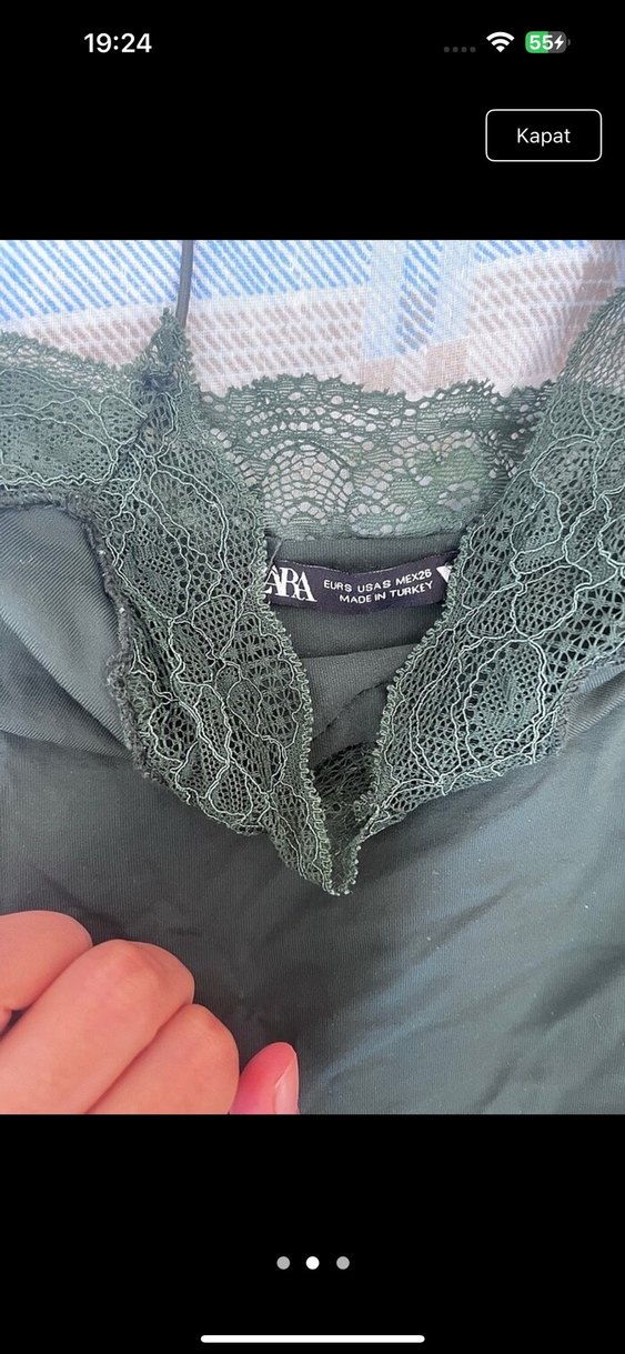 Dantel Detaylı Yeşil İnce Askılı Mayo - Görsel 2