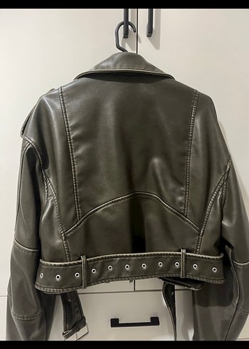 Zara Kadın Siyah Deri Biker Ceket - Görsel 2