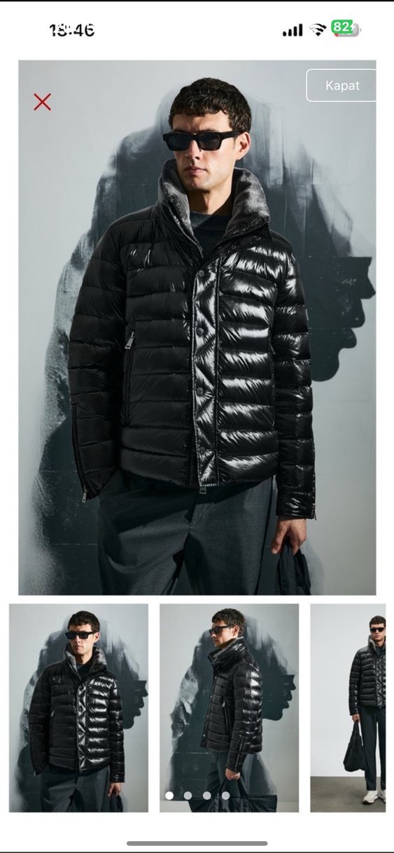 Kürk Detaylı Siyah Erkek Mont - Görsel 2