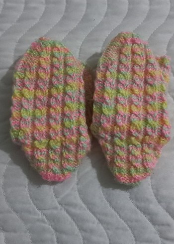 Kız Çocuk Çok Renkli Batik Desenli Örgü Çorap( 19 cm ) UZUNLUĞU - Görsel 2