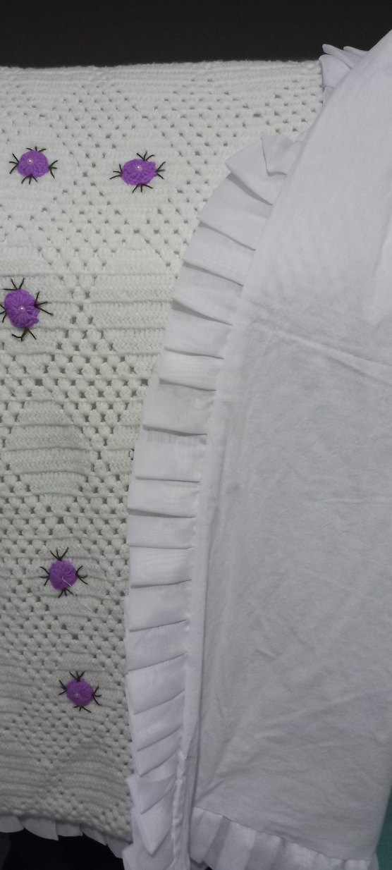 Mor Nakışlı Örgü Çocuk Battaniyesi - Görsel 2