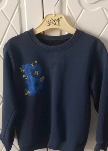 Erkek Çocuk Lacivert Baskılı Denim Sweatshirt