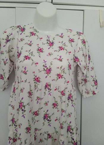 LC Waikiki kız çocuk Beyaz Çiçekli Uzun Salaş Elbise