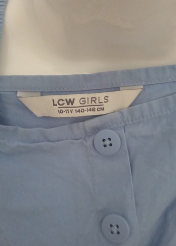 LC Waikiki Mavi Kız Çocuk Kot Elbise Düğmeli