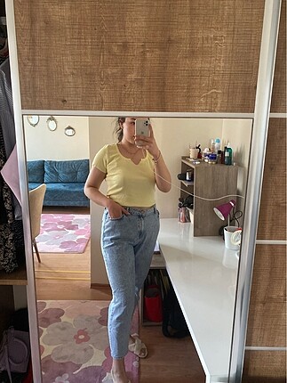 Açık mavi mom jean