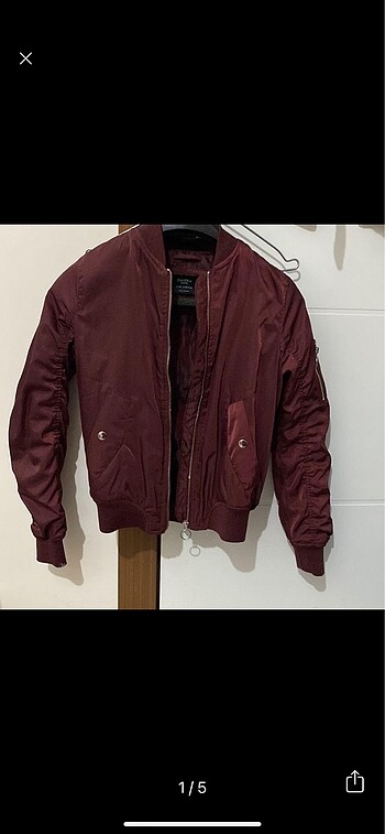 Bershka xs bomber ceket bordo mürdüm