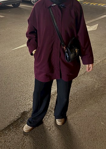 Bordo Oversize trençkot - Görsel 5