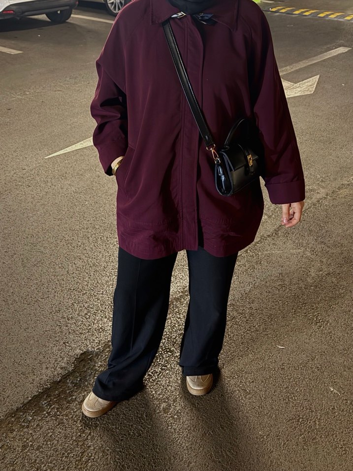 Bordo Oversize trençkot - Görsel 5