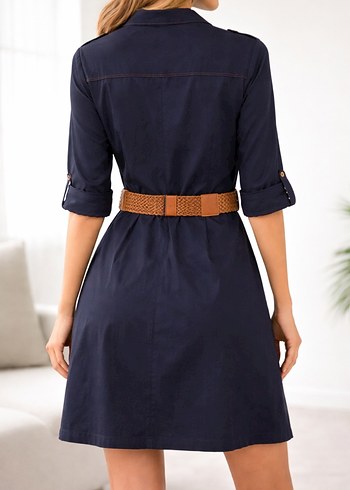 Beli kemerli günlük elbise - Görsel 2