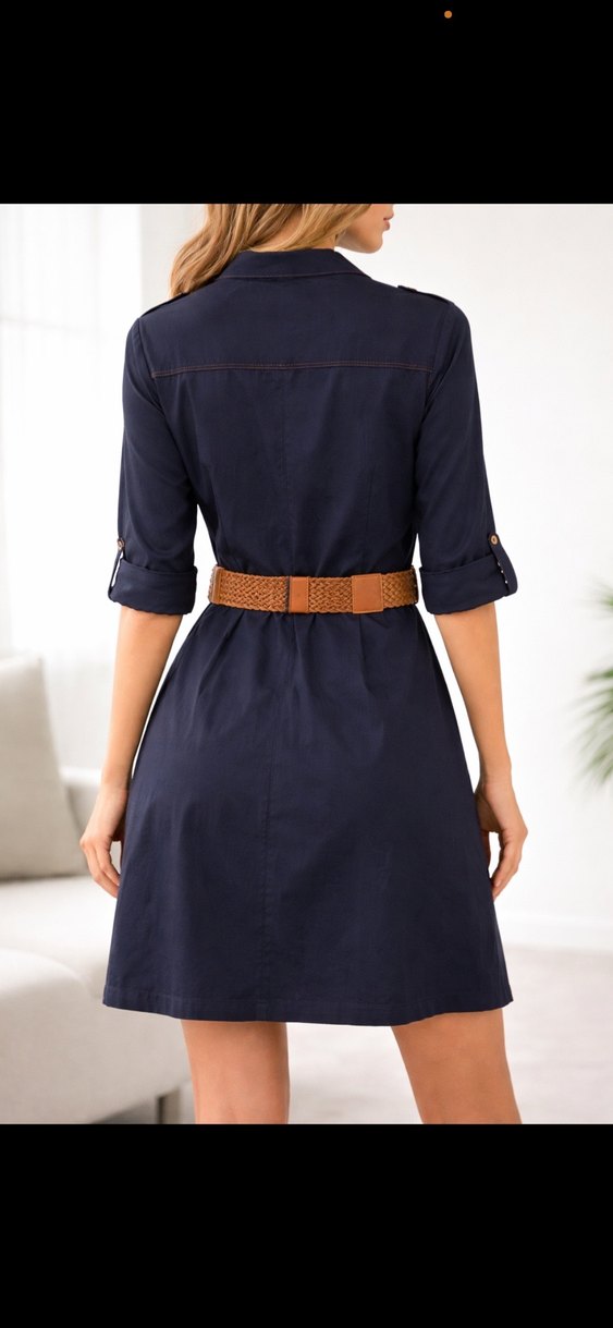 Beli kemerli günlük elbise - Görsel 2