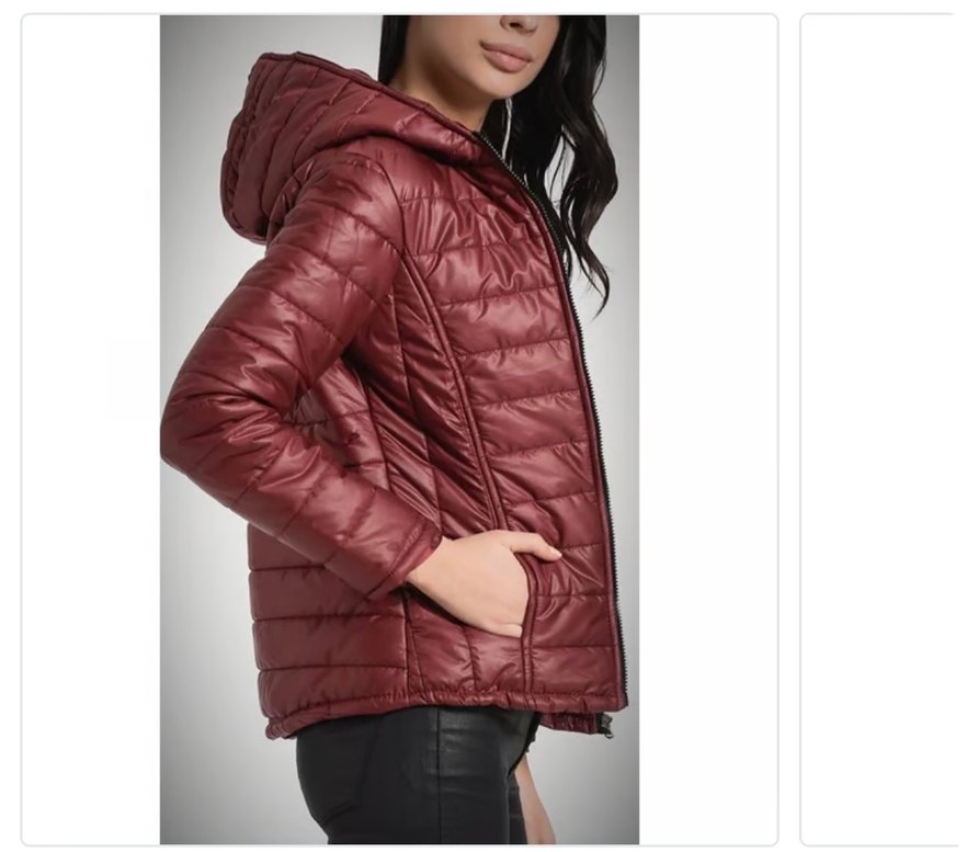 Bordo Kadın Kışlık Kapüşonlu Mont - Görsel 3