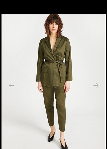 Kadın Haki Kuşaklı trençkot - Görsel 2