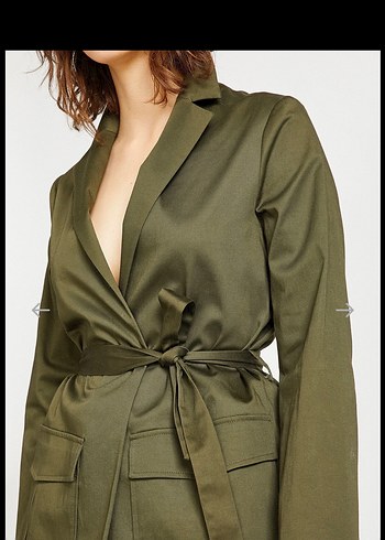 Kadın Haki Kuşaklı trençkot - Görsel 6