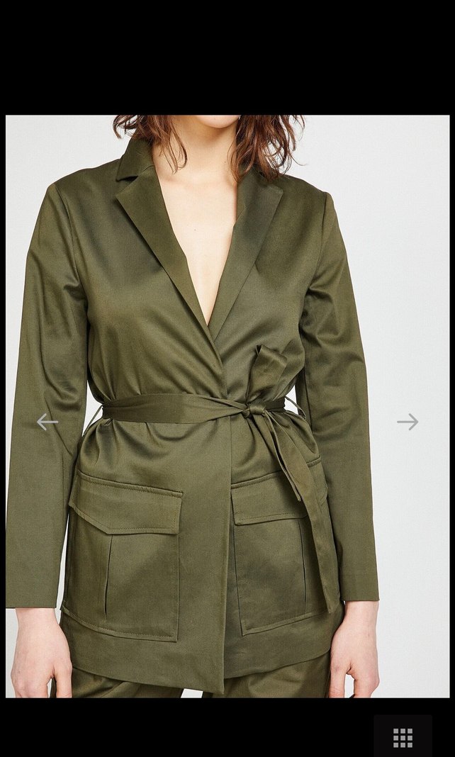 Kadın Haki Kuşaklı trençkot - Görsel 4