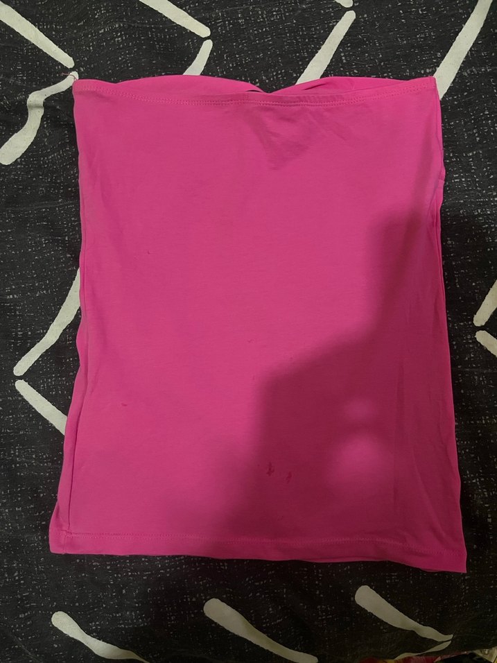 Koyu Pembe straplez bluz - Görsel 4