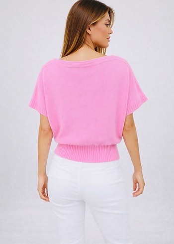 Kısa Kollu Örgü Kazak - Görsel 2