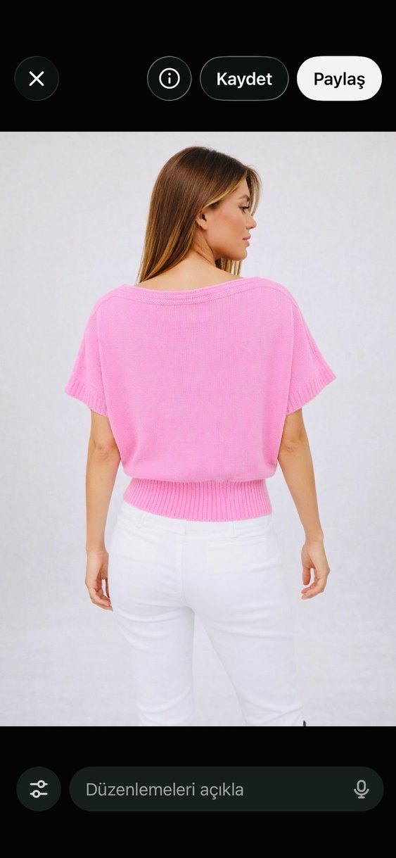 Kısa Kollu Örgü Kazak - Görsel 2