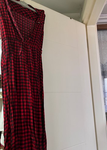 Kırmızı Kareli sıfır kol elbise - Görsel 2