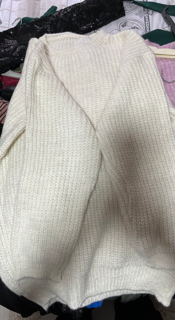 Kadın Beyaz Triko Salaş Kazak - Görsel 2