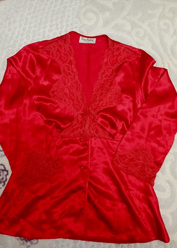 Pierre Cardin Kırmızı Uzun Kollu Kadın Saten Pijama Takımı