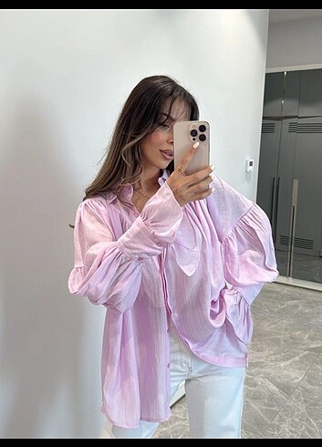 Fırfırlı Pembe Gömlek 