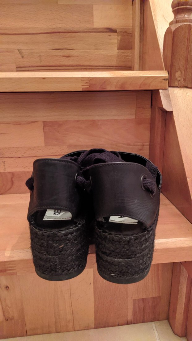 Kenzo Siyah Nakışlı Deri Dolgu Topuk Espadril - Görsel 5