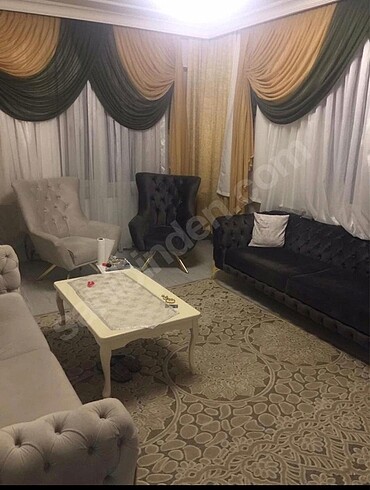 Beden 3 adet dekorluk çift renkli fon perde