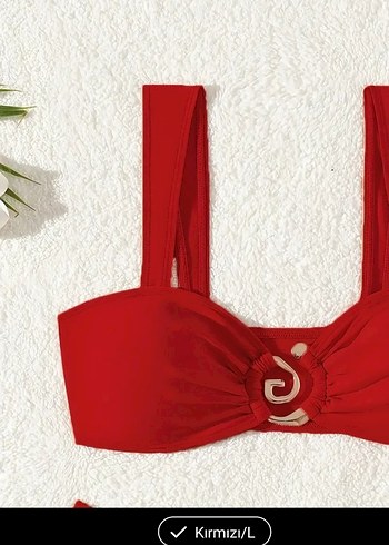 l Beden kırmızı Renk Zincir Detaylı Kırmızı Mini Bikini