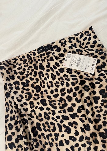 Leopar Desenli Uzun Saten Etek