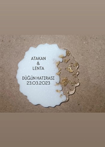 Altın Renkli Düğün Hatırası Magnet