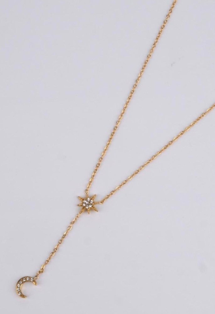 Zincir Detaylı Altın Rengi Kadın Y Kolye - Görsel 2