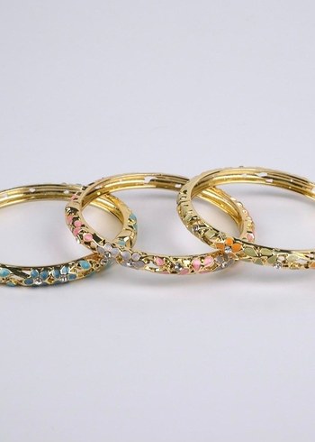 Altın Çiçek Desenli Mineli Bileklik - Görsel 2