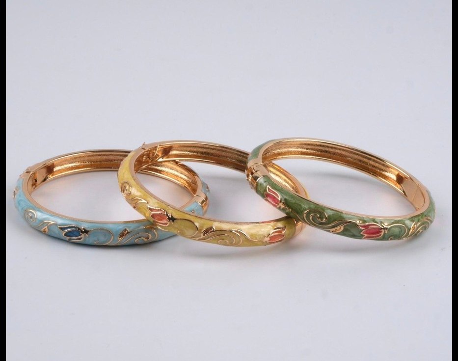 Yeşil Lale Desenli Mineli Bileklik - Görsel 2