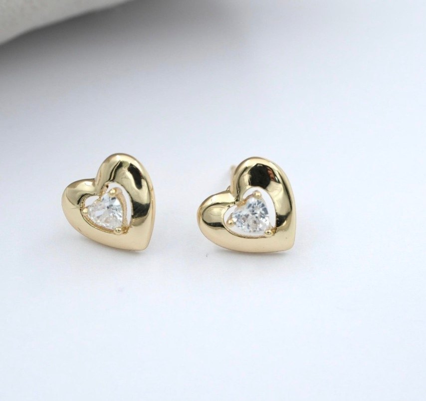 Xuping VIP Altın Renk Mini Kalp Küpe - Görsel 2