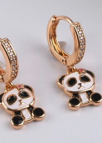 Xuping Altın Kaplama Mini Panda Küpe Rose Gold - Görsel 2