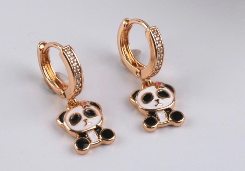 Xuping Altın Kaplama Mini Panda Küpe Rose Gold - Görsel 2