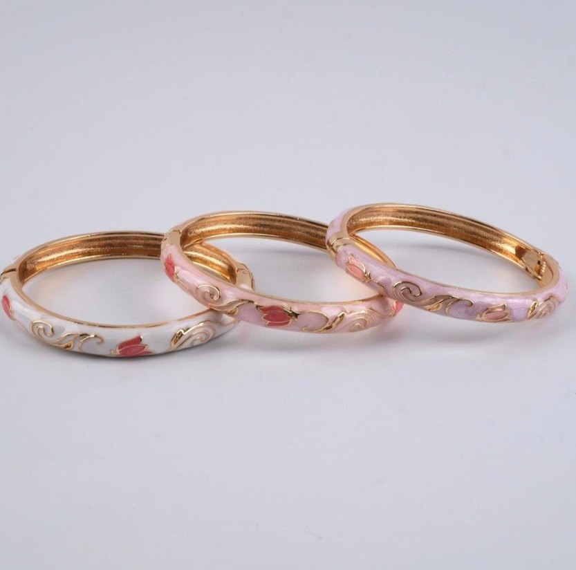 Lila Lale Desenli Mineli Bileklik - Görsel 2