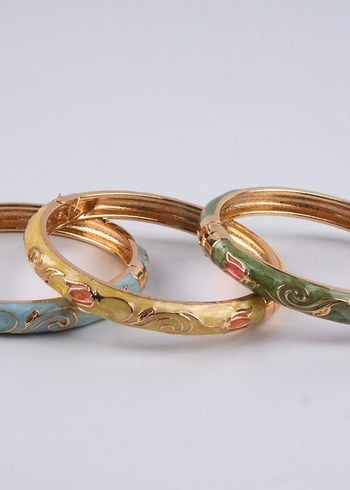 Mavi Lale Desenli Mineli Bileklik - Görsel 2