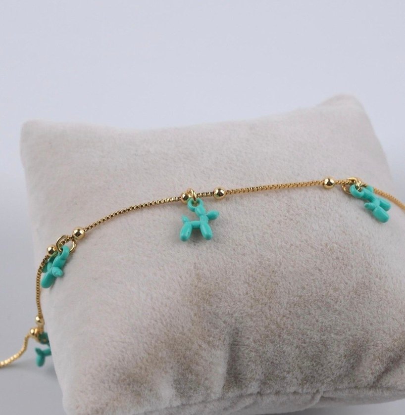 14K Altın Kaplama Charmlı Halhal - Görsel 2