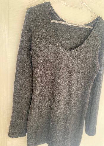 Gri V Yakalı Kadın Triko - Görsel 3