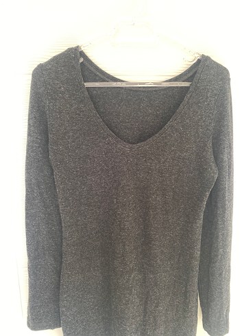 Gri V Yakalı Kadın Triko - Görsel 5