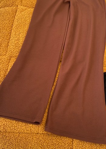 Kahverengi Pilili Rahat Kadın Kumaş Pantolon - Görsel 4