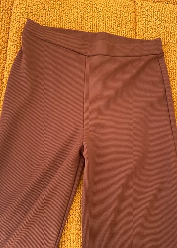 Kahverengi Pilili Rahat Kadın Kumaş Pantolon - Görsel 3