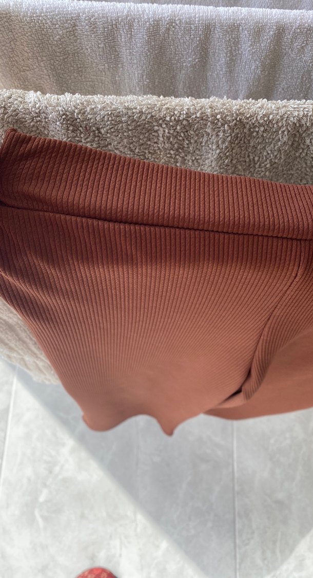 Kahverengi Pilili Rahat Kadın Kumaş Pantolon - Görsel 2