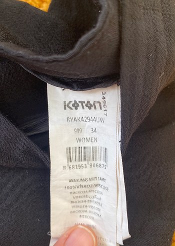 Düğmeli Siyah Kadın Kumaş Pantolon - Görsel 5