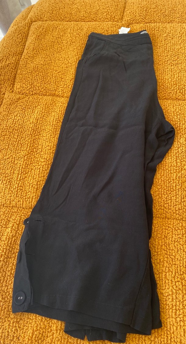 Düğmeli Siyah Kadın Kumaş Pantolon - Görsel 3