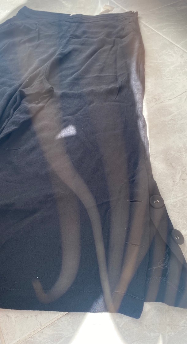 Düğmeli Siyah Kadın Kumaş Pantolon - Görsel 2