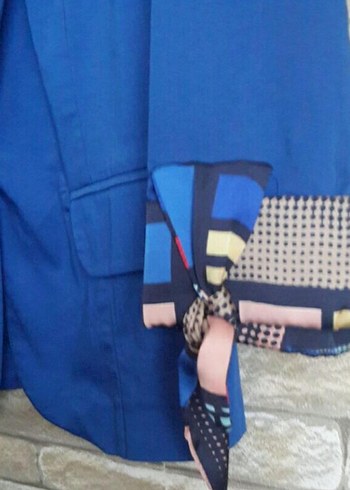 Düğmeli Mavi Kadın Blazer Ceket - Görsel 3